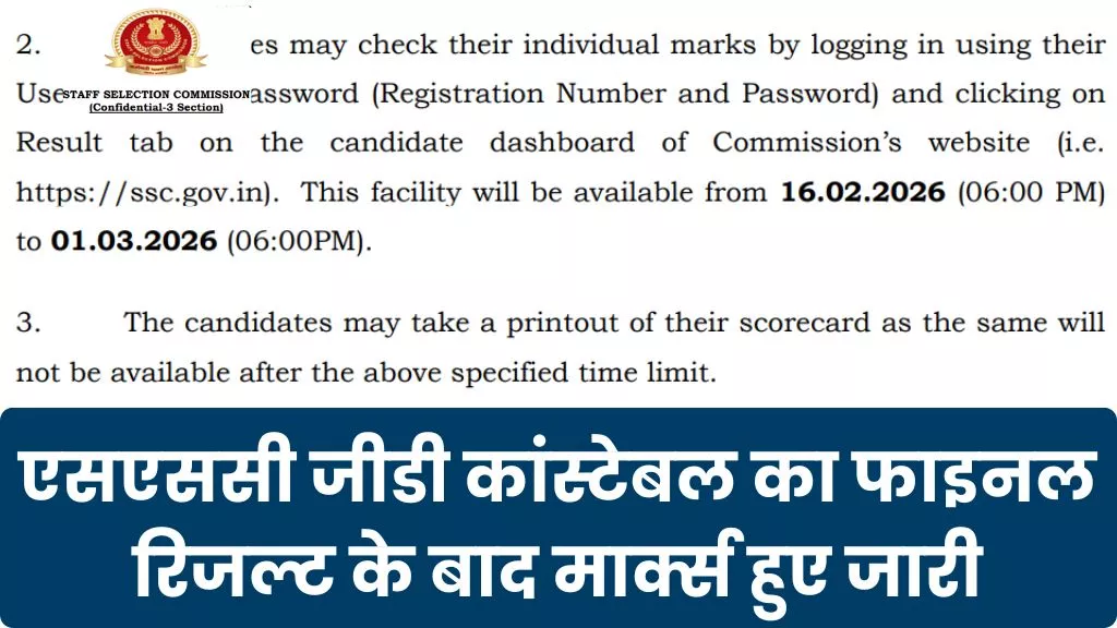SSC GD Constable Final Marks Out