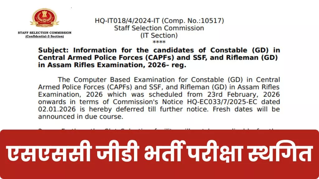 SSC GD Exam 2026 Postponed